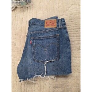 Levi's Womens 501 Blue Jean Shorts Size 32 Button Fly High Rise Denim Jorts B20